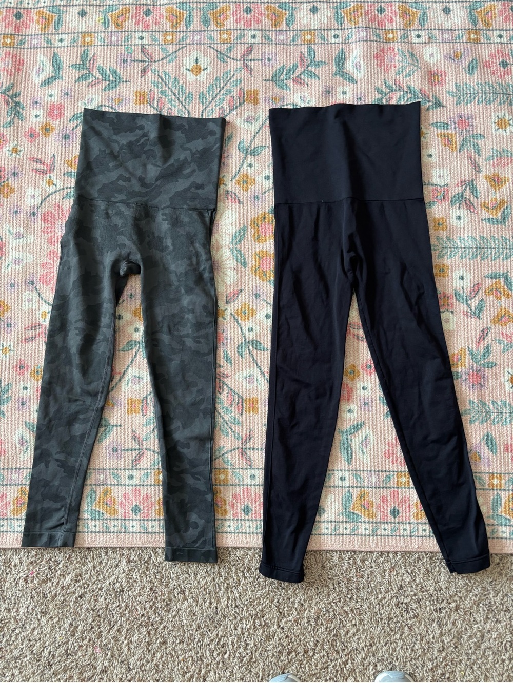 2 Mother Tucker by Belly bandit postpartum compression leggings, camo & black